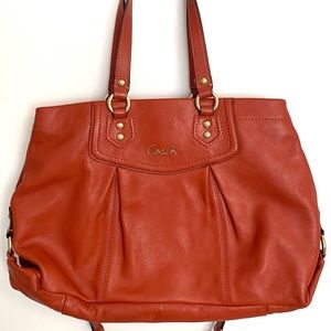 Coach Ashley Leather Tote - Tomato Red
